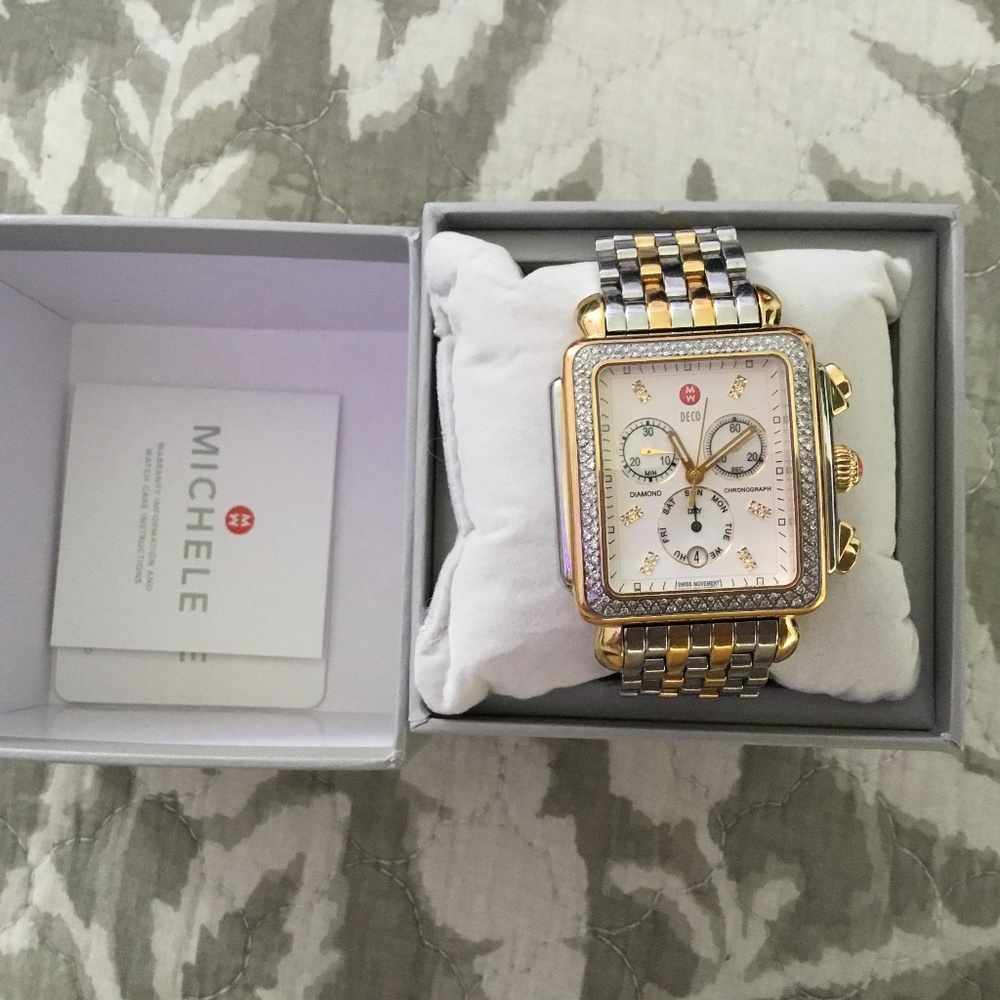 Mitchelle watch gold and silver color. 40mm. Square face.